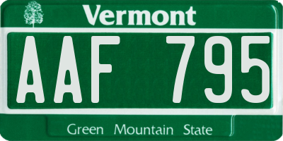VT license plate AAF795