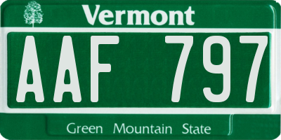 VT license plate AAF797