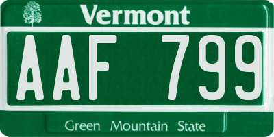 VT license plate AAF799