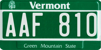 VT license plate AAF810