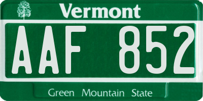 VT license plate AAF852