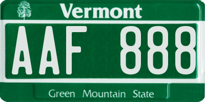 VT license plate AAF888