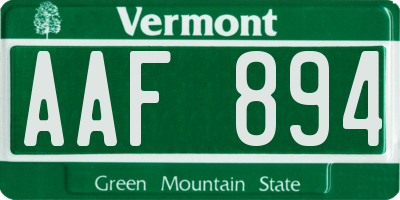 VT license plate AAF894