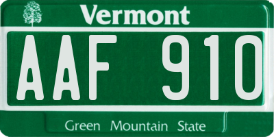 VT license plate AAF910