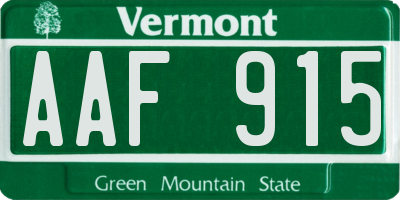 VT license plate AAF915