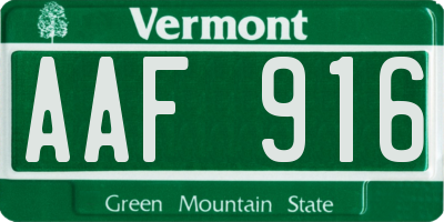 VT license plate AAF916