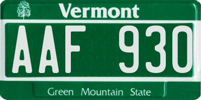 VT license plate AAF930