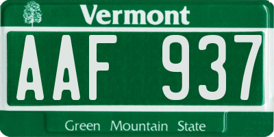 VT license plate AAF937