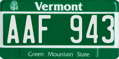 VT license plate AAF943