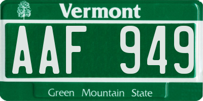 VT license plate AAF949