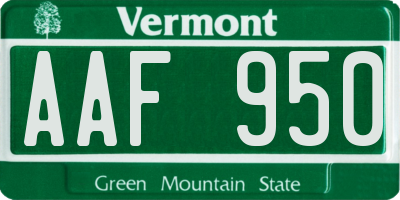 VT license plate AAF950