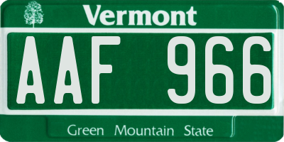 VT license plate AAF966