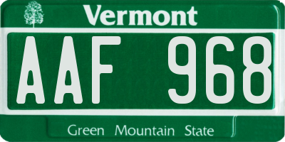 VT license plate AAF968