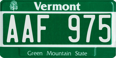 VT license plate AAF975