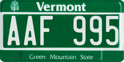 VT license plate AAF995