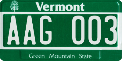VT license plate AAG003