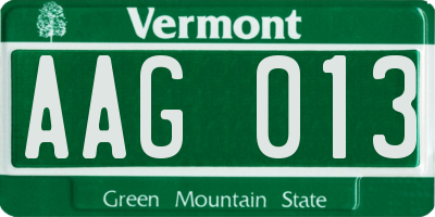 VT license plate AAG013