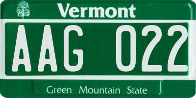 VT license plate AAG022