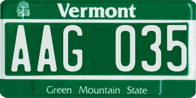 VT license plate AAG035