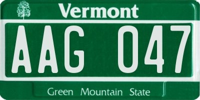 VT license plate AAG047