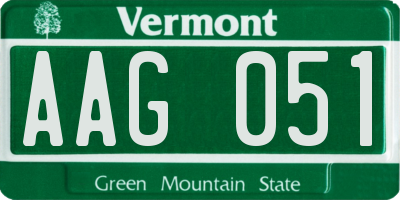 VT license plate AAG051