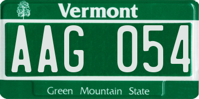 VT license plate AAG054