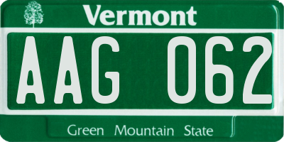VT license plate AAG062