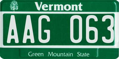 VT license plate AAG063
