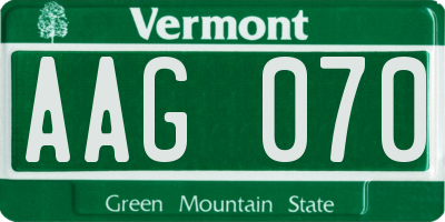 VT license plate AAG070