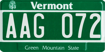 VT license plate AAG072