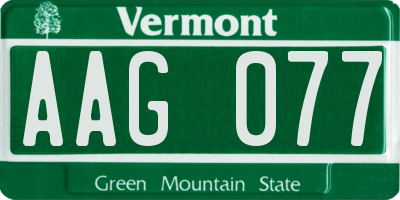 VT license plate AAG077