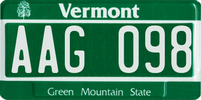 VT license plate AAG098