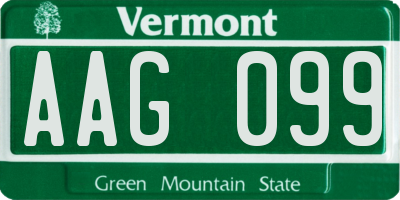 VT license plate AAG099