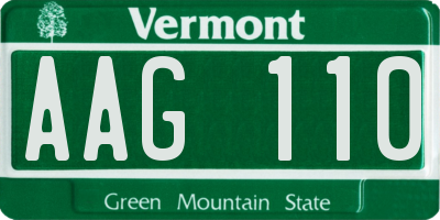 VT license plate AAG110