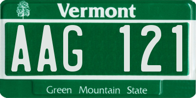 VT license plate AAG121