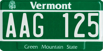 VT license plate AAG125