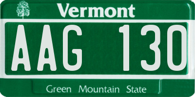 VT license plate AAG130