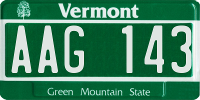 VT license plate AAG143