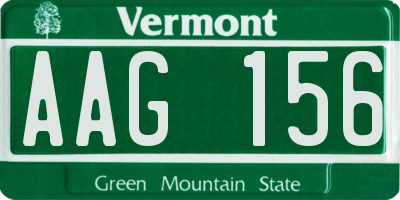 VT license plate AAG156