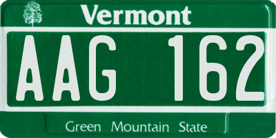 VT license plate AAG162