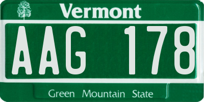 VT license plate AAG178