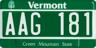 VT license plate AAG181