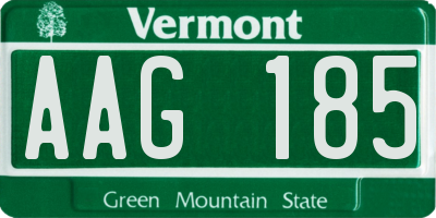 VT license plate AAG185