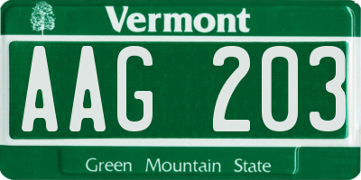 VT license plate AAG203