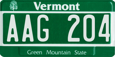 VT license plate AAG204