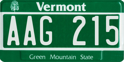 VT license plate AAG215