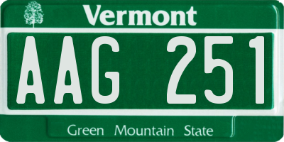 VT license plate AAG251