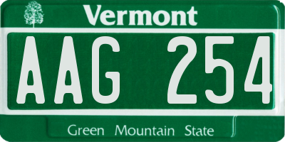 VT license plate AAG254