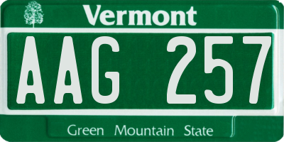 VT license plate AAG257