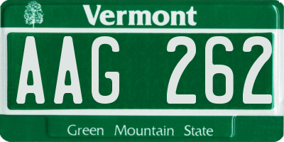 VT license plate AAG262